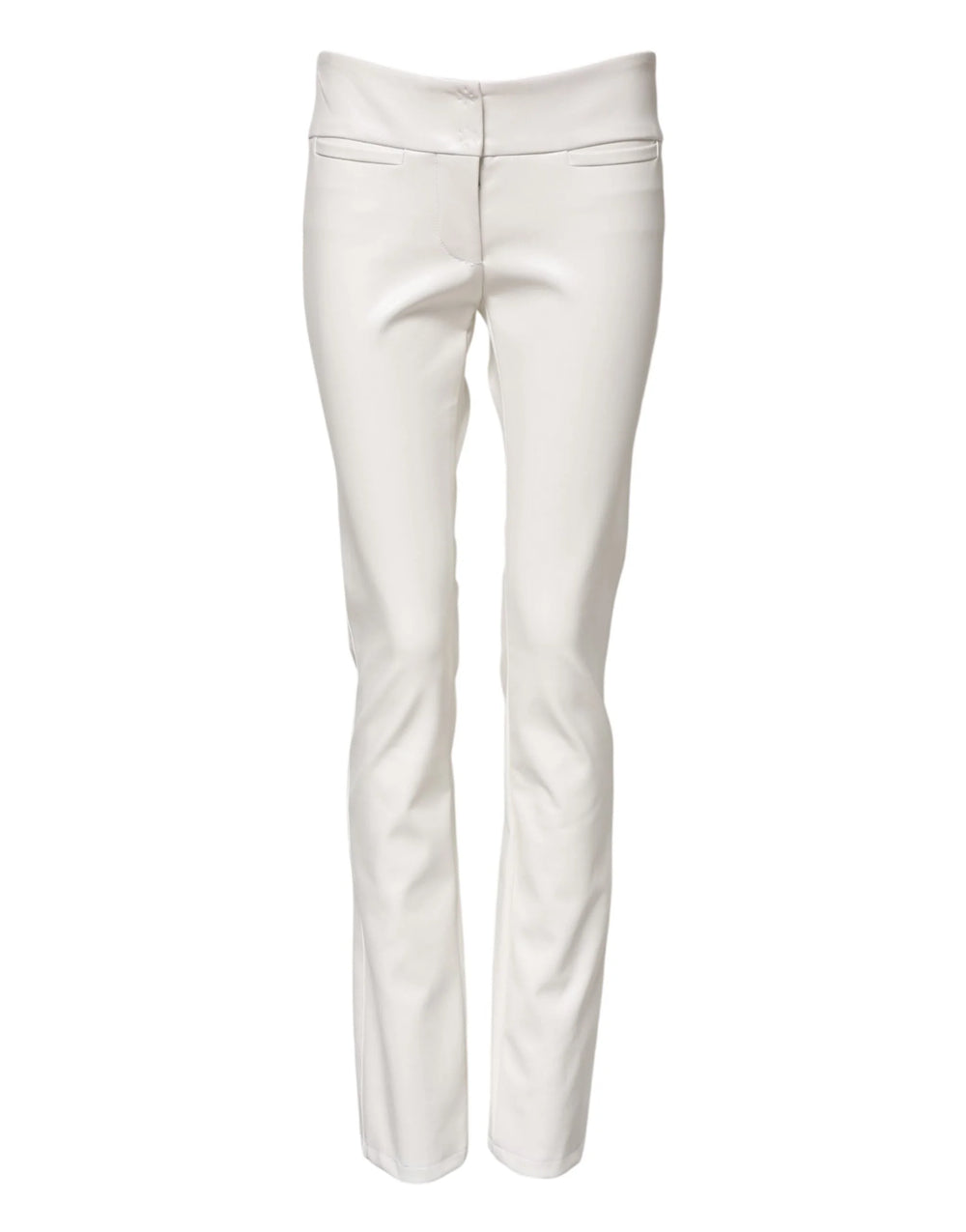 Dolce & Gabbana White Polyurethane High Waist Tapered Pants - IT40|S - Trousers