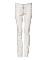 Dolce & Gabbana White Polyurethane High Waist Tapered Pants - IT40|S - Trousers