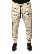 Dolce & Gabbana White Printed Cotton Jogger Sweatpants Pants - Joggers