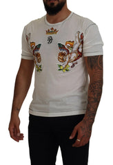 Dolce & Gabbana White Printed Short Sleeves Men T-shirt - IT44 | XS - T-Shirts
