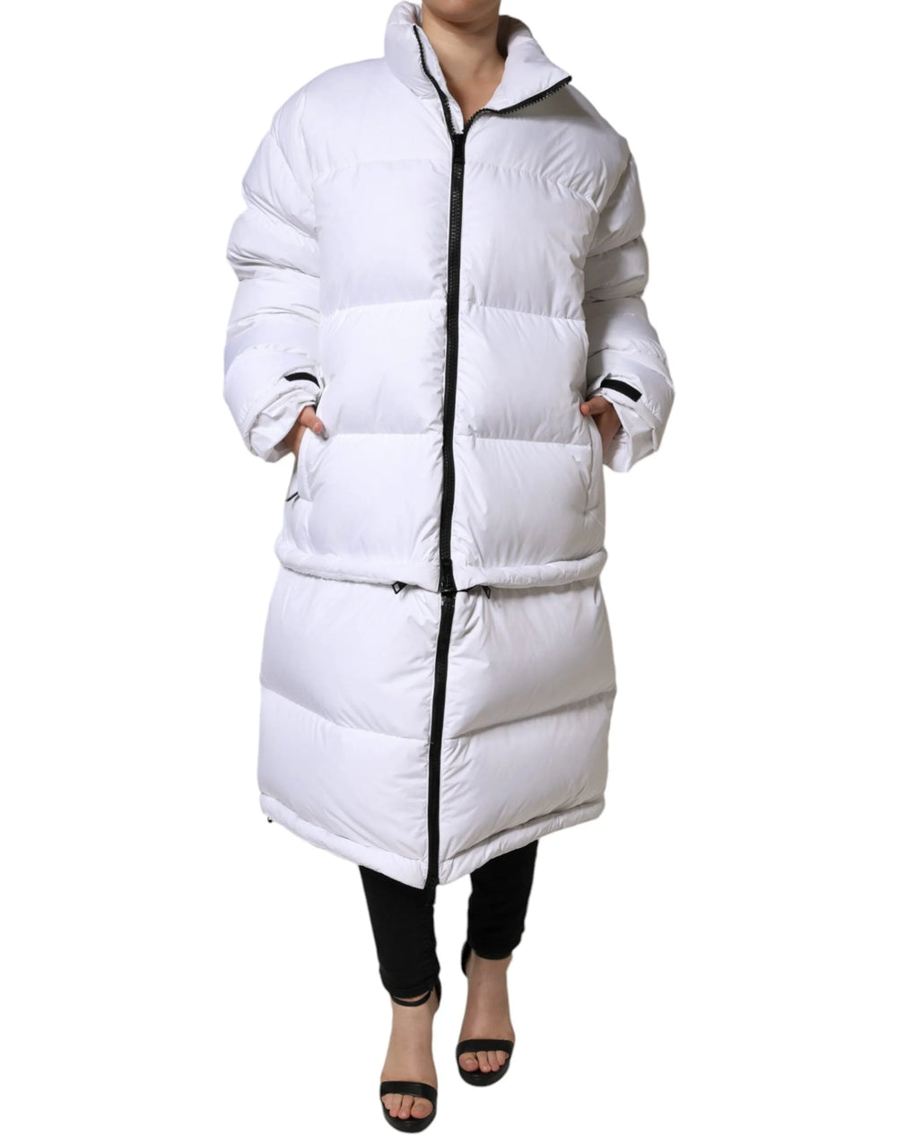 Dolce & Gabbana White Puffer Quilted Full Zip Coat Jacket - IT40|S - Puffer Jackets