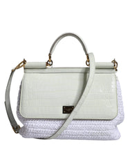 Dolce & Gabbana White Rafia Leather SICILY Crossbody Bag - Cross Body Bags