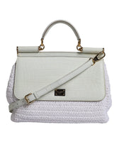 Dolce & Gabbana White Rafia Leather Top Handle Crossbody Bag - Cross Body Bags
