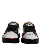 Dolce & Gabbana White Red Crystals Leather Portofino Sneakers Shoes - EU36.5/US6