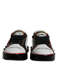 Dolce & Gabbana White Red Crystals Leather Portofino Sneakers Shoes - EU36.5/US6