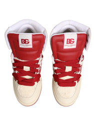 Dolce & Gabbana White Red Custom 2.Zero High Top Men Sneakers Shoes - EU44/US11