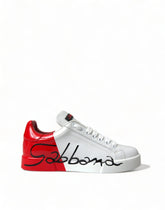 Dolce & Gabbana White Red Lace Up Womens Low Top Sneakers Shoes - EU36/US5.5 - Sneakers