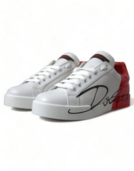 Dolce & Gabbana White Red Lace Up Womens Low Top Sneakers Shoes - EU36/US5.5 - Sneakers