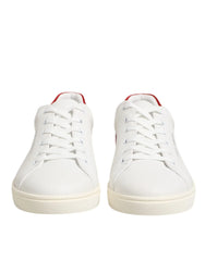 Dolce & Gabbana White Red Leather Low Top Men Sneakers Shoes - Sneakers
