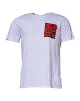 Dolce & Gabbana White Red Leopard Cotton Crew Neck T-shirt - T-Shirts