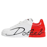 Dolce & Gabbana White Red Portofino Low Top Sneakers Shoes - EU39/US6 - Sneakers