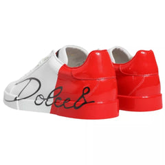 Dolce & Gabbana White Red Portofino Low Top Sneakers Shoes - EU39/US6 - Sneakers