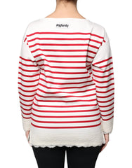 Dolce & Gabbana White Red Stripes Cotton Long Sleeves Top - Blouses