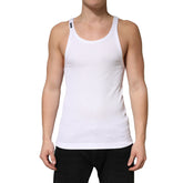 Dolce & Gabbana White Ribbed Cotton Sleeveless Tank Top T-shirt