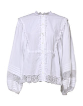 Dolce & Gabbana White Ruffled Lace Embellished Blouse Top - IT38 | XS - Blouses