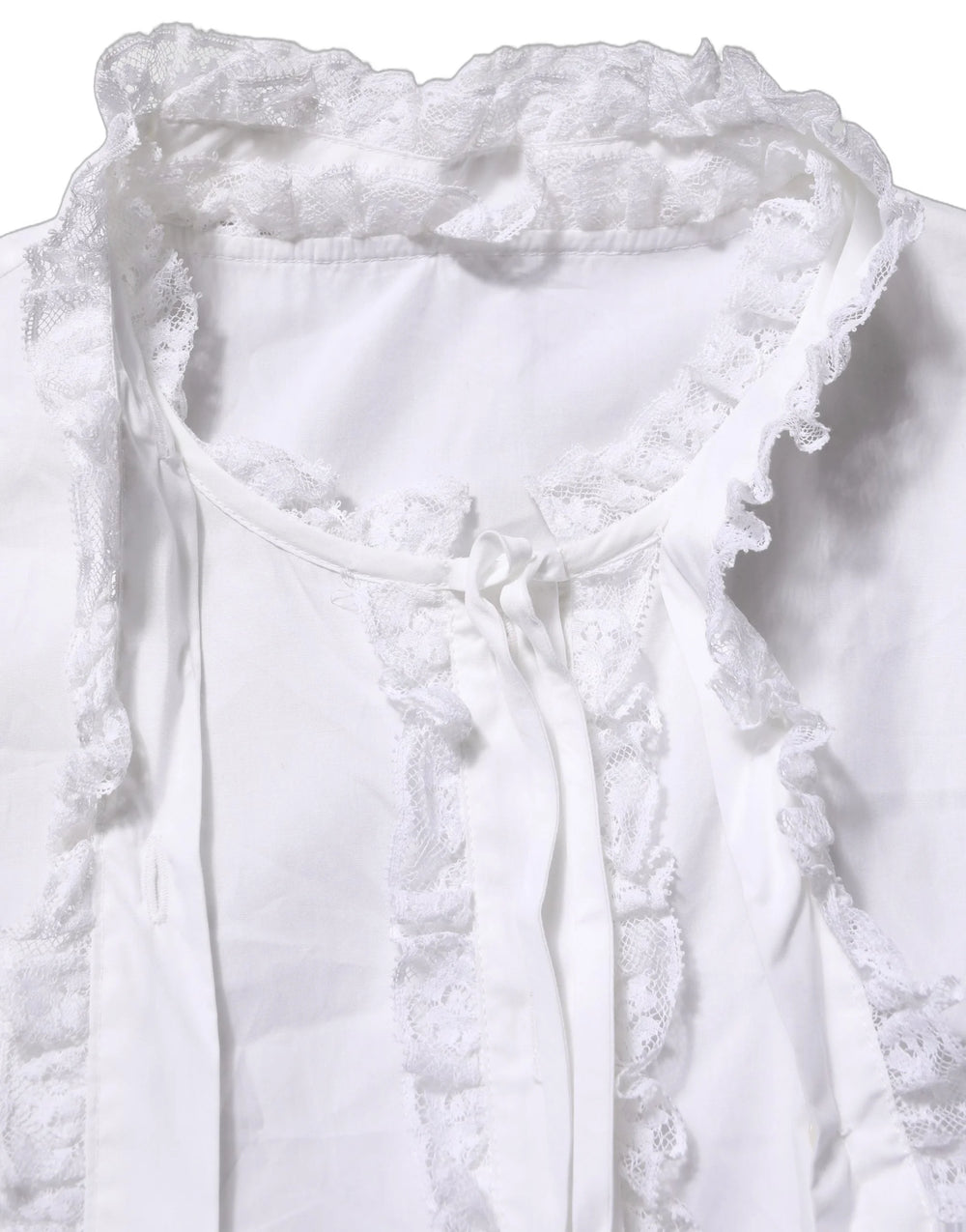 Dolce & Gabbana White Ruffled Lace Embellished Blouse Top - IT44 | L
