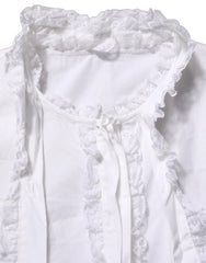 Dolce & Gabbana White Ruffled Lace Embellished Blouse Top - IT44 | L