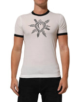 Dolce & Gabbana White Sacred Heart Cotton Crew Neck T-shirt - IT44 | XS - T-Shirts