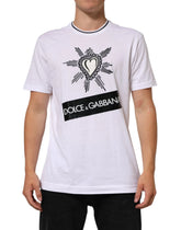 Dolce & Gabbana White Sacred Heart Short Sleeve Men T-shirt - IT52 | XL - T-Shirts