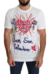 Dolce & Gabbana White Saint Valentine Hearts Print Men T-shirt - IT46 | S - T-Shirts