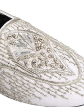 Dolce & Gabbana White Satin Embellished Dress Loafers Shoes - EU41/US8