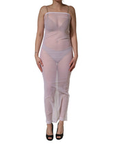 Dolce & Gabbana Valge läbipaistev nailonist venitav sheath maxi kleit - IT40|S