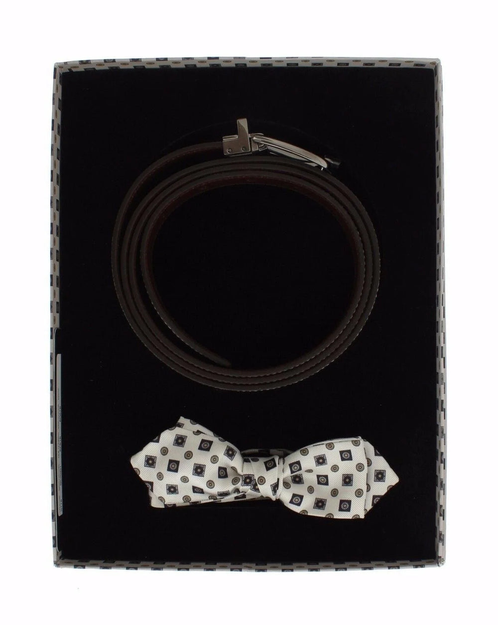 Dolce & Gabbana White Silk Bowtie Leather Men Belt Gift Box - 115 cm / 46 Inches - Clothing Accessories