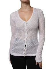 Dolce & Gabbana White Silk Button Down Cardigan Sweater - Cardigans