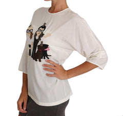 Dolce & Gabbana White Silk #dgfamily Blouse T-shirt - T-Shirts