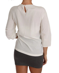 Dolce & Gabbana White Silk #dgfamily Blouse T-shirt - T-Shirts