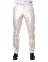 Dolce & Gabbana White Silk Satin Dress Formal Trouser Pants - IT50 | L