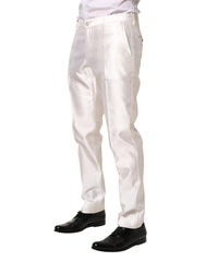Dolce & Gabbana White Silk Satin Dress Formal Trouser Pants - IT50 | L