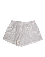 Dolce & Gabbana White Silk Satin Elastic Men Boxer Short Swimwear - IT4 | S - Swim Boxers