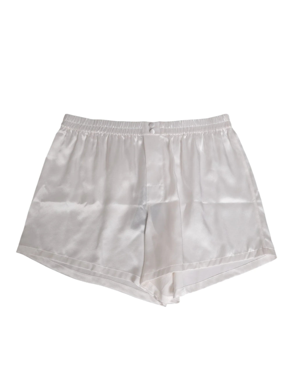 Dolce & Gabbana White Silk Satin Elastic Men Boxer Short Swimwear - IT4 | S - Swim Boxers