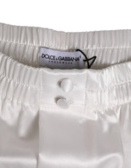 Dolce & Gabbana White Silk Satin Elastic Men Boxer Short Swimwear - IT4 | S - Swim Boxers