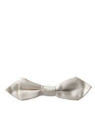 Dolce & Gabbana White Silk Slim Adjustable Neck Papillon Bow Tie - Neckties