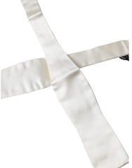 Dolce & Gabbana White Silk Slim Skinny Necktie Men Bow Tie - Neckties