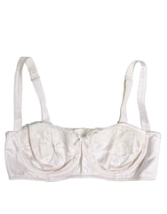 Dolce & Gabbana White Silk Underwired Balconette Bra Underwear - IT4 | L - Bras