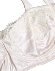 Dolce & Gabbana White Silk Underwired Balconette Bra Underwear - IT4 | L - Bras