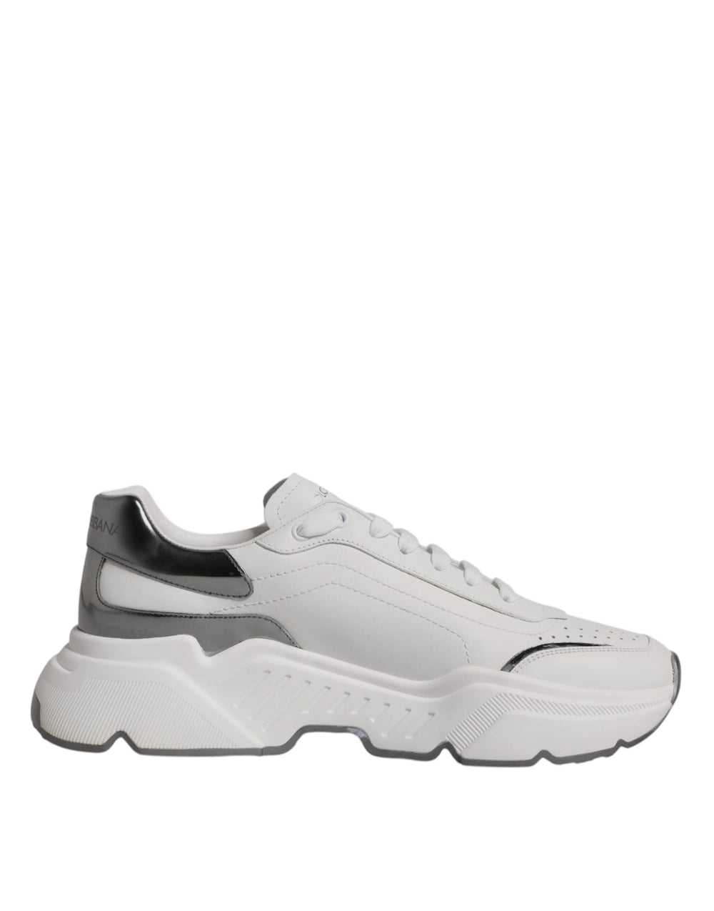 Dolce & Gabbana White Silver DAYMASTER Leather Sneakers Shoes - EU43/US10 - Sneakers