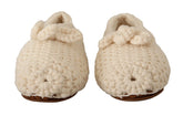 Dolce & Gabbana białe wełniane baleriny z dzianiny z minimalistycznym siluetem slip-on i wyrafinowaną fakturą.