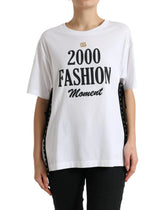 Dolce & Gabbana White Slogan Print Lacing Detailed T-shirt - T-Shirts