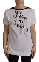 Dolce & Gabbana White Slogan Print Round Neck Cotton T-shirt - IT44|L - T-Shirts