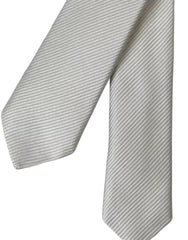 Dolce & Gabbana White Solid 100% Silk Adjustable Tie - Neckties