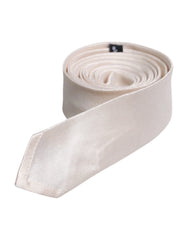 Dolce & Gabbana White Solid Silk Adjustable Necktie Tie - Neckties