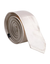 Dolce & Gabbana White Solid Silk Adjustable Necktie Tie - Neckties