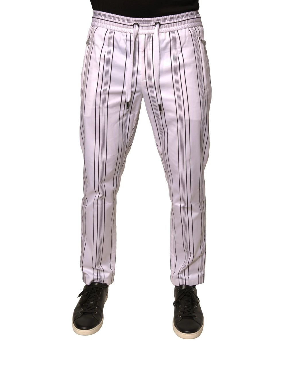 Dolce & Gabbana White Stripe Cotton Dress Skinny Pants - IT46 | S - Trousers