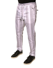 Dolce & Gabbana White Stripe Cotton Dress Skinny Pants - IT46 | S - Trousers