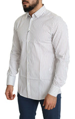 Dolce & Gabbana White Striped Formal MARTINI Shirt - IT40 | M - Shirts