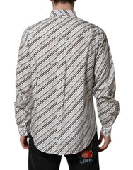 Dolce & Gabbana White Striped Long Sleeves Men Formal Shirt - Shirts
